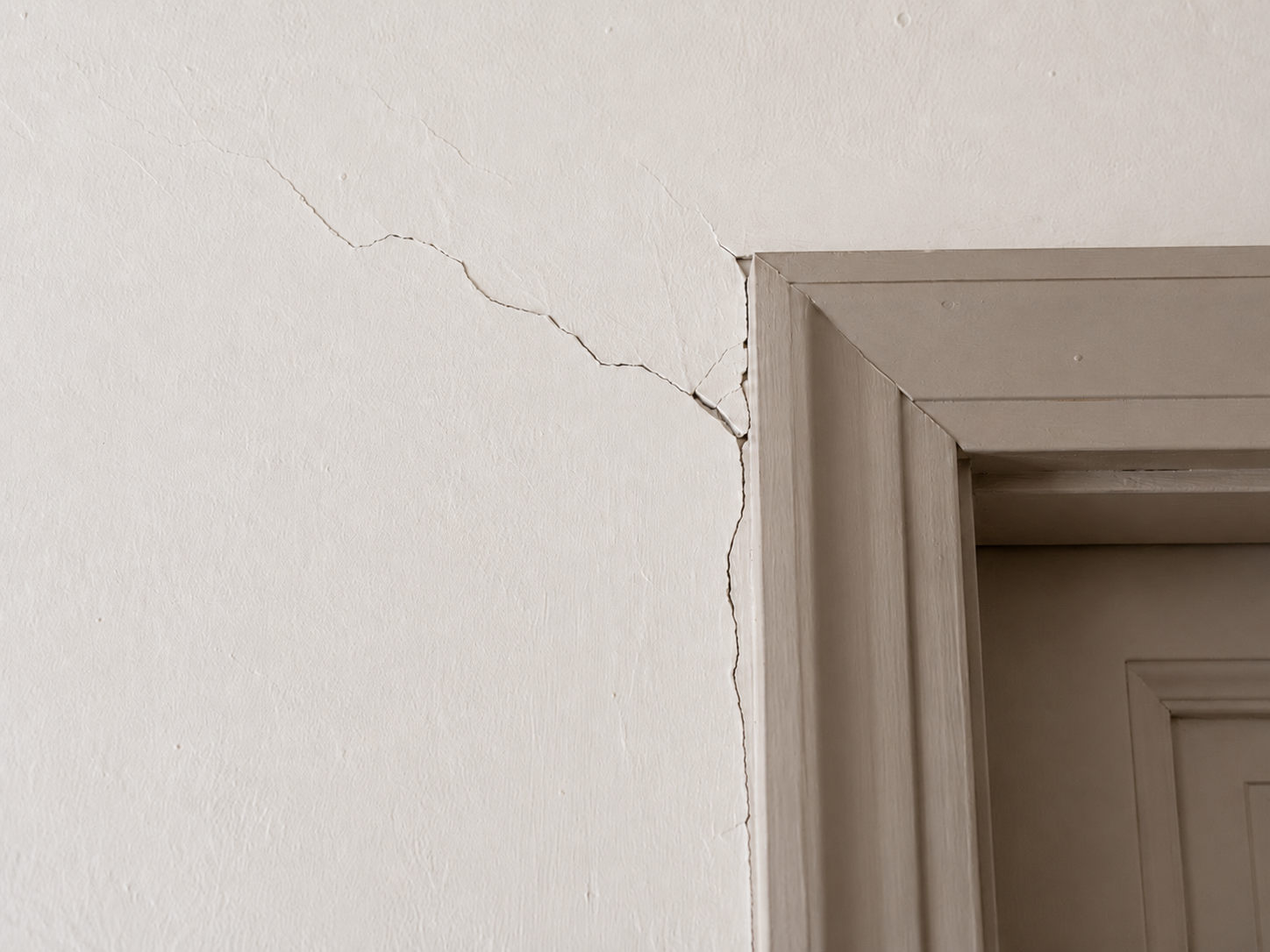 Cracks at the corner of windows and doors are caused by stress being concentrated in that area.